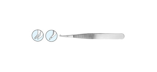 Tubing Introducer Forceps, 9.0 Mm Wide Flat Handle, 45 Degree Angle, Standard Handle, 0.35 Mm Tip Size, 4 1/4" (110.0 Mm)